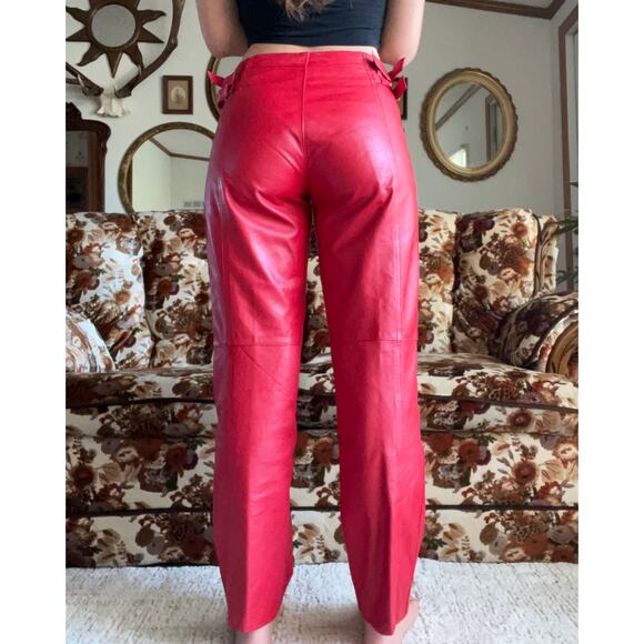 Vintage J. Park Collection Red Genuine Leather Pants - Picture 6 of 10